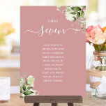 Dusty Rose Floral Seating Plan Table Number<br><div class="desc">These elegant dusty rose botanical greenery leaves wedding table numbers can be personalized with your guests' seating plan set in chic typography. The cards are printed on the front and back (double-sided). Designed by Thisisnotme©</div>