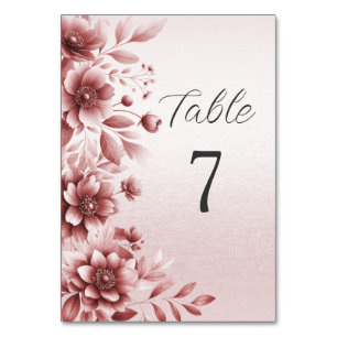 Dusty Rose Floral Table Number