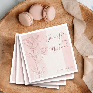 Dusty Rose Floral Watercolor Wedding  Napkin