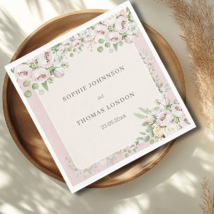 Dusty rose floral watercolor wedding napkin