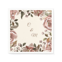 Dusty Rose Floral Wedding Napkin