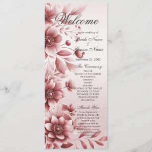 Dusty Rose Floral Wedding Program