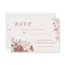 Dusty Rose Floral Wedding RSVP Card