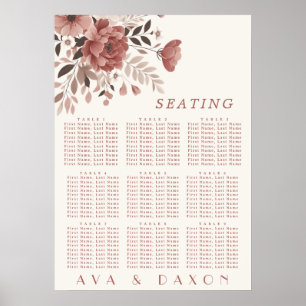 Dusty Rose Floral Wedding Seating Chart Poster