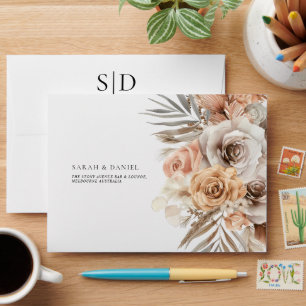 Dusty Rose Floral Wreath Wedding Envelope