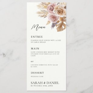Dusty Rose Floral Wreath Wedding Menu