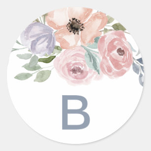 Dusty Rose Florals Monogram Wedding Envelope Seals