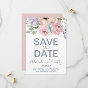 Dusty Rose Florals Save the Date Card