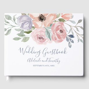 Dusty Rose Florals Wedding Guest Book