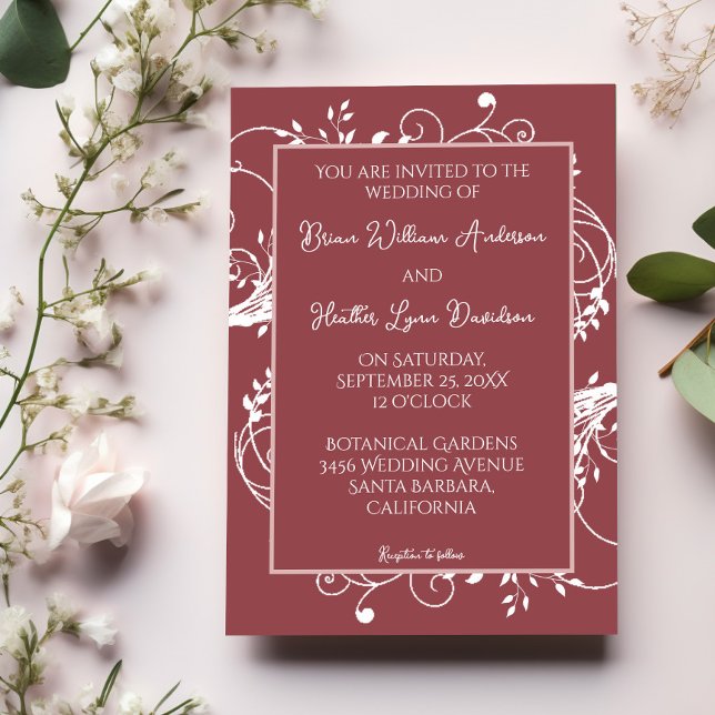Dusty Rose Flourish Wedding Invitation (Dusty Rose Flourish Wedding Invitation)