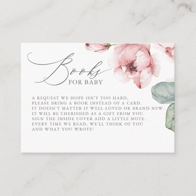 Dusty Rose Flower Books For Baby Enclosure Card (Front)