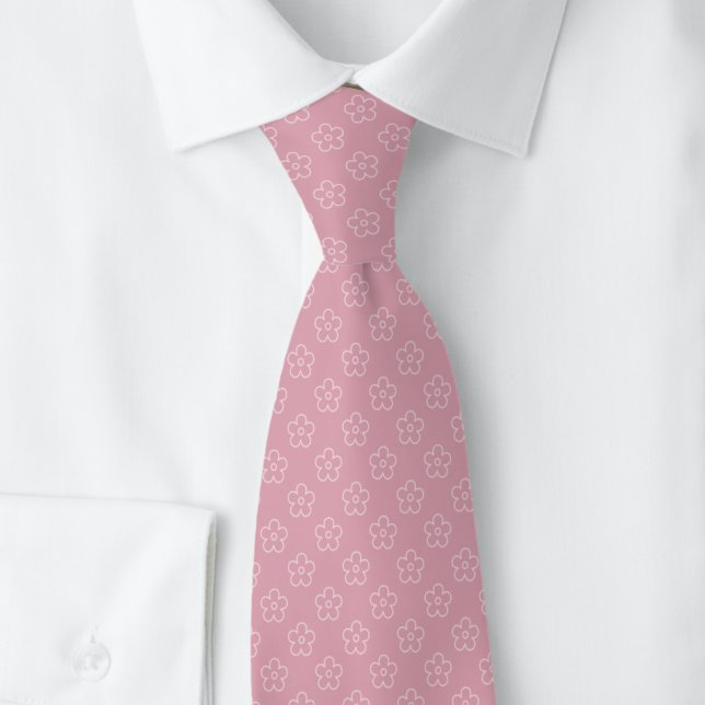 Dusty Rose Flower Doodle Tie (Creator Uploaded)
