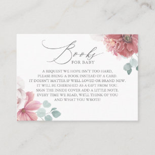 Dusty Rose Flowers Elegant Books For Baby Card