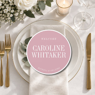 Dusty Rose Formal Round Wedding Guest Place & Menu
