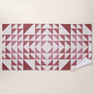 Dusty Rose Geometric Quilt Pattern Beach Towel