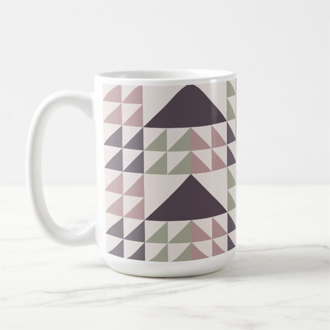 Dusty Rose Geometric Quilt Pattern Coffee Mug (Left)
