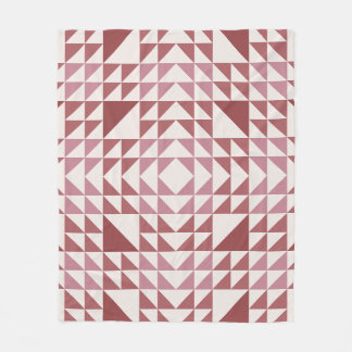 Dusty Rose Geometric Quilt Pattern Fleece Blanket
