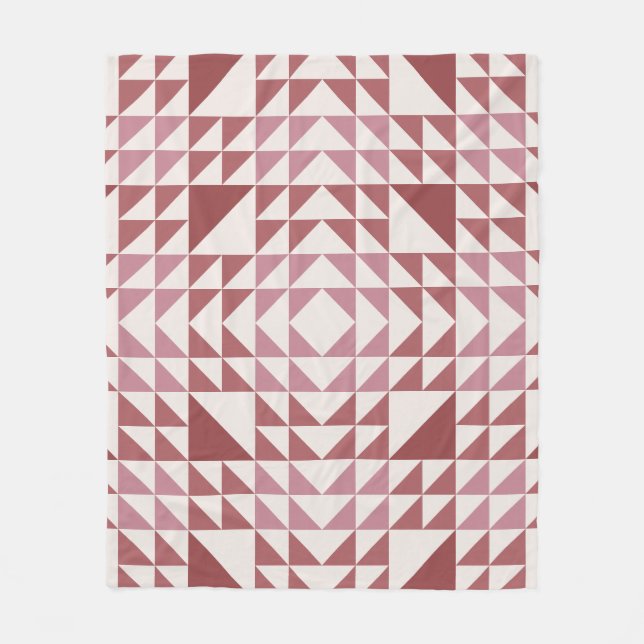 Dusty Rose Geometric Quilt Pattern Fleece Blanket (Front)