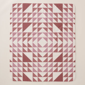 Dusty Rose Geometric Quilt Pattern Sherpa Blanket