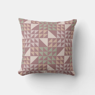 Dusty Rose Geometric Quilt Pattern Throw Pillow
