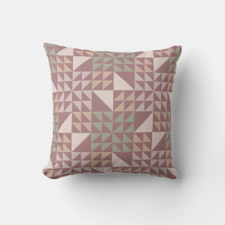 Dusty Rose Geometric Quilt Pattern Throw Pillow