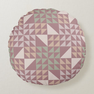 Dusty Rose Geometric Quilt Pattern Throw Pillow