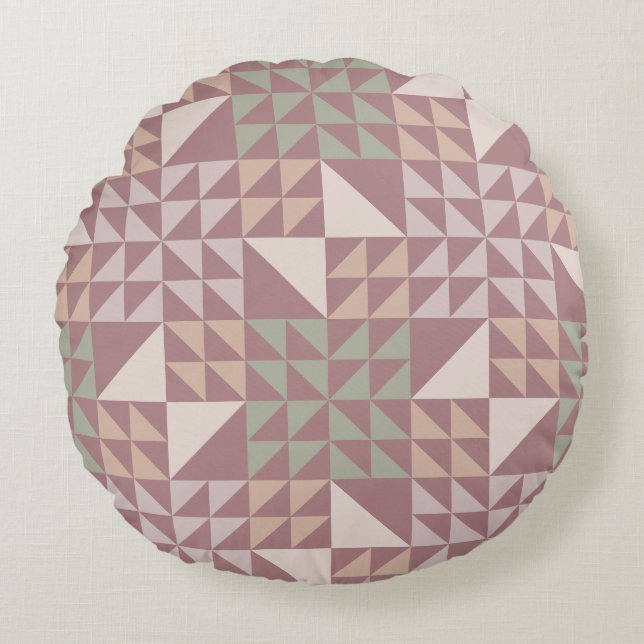 Dusty Rose Geometric Quilt Pattern Throw Pillow (Front)