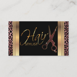 Dusty Rose Glitter Hair Stylist Business Card