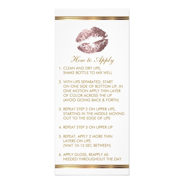 Dusty Rose Glitter Lip Instructions Rack Card (Front)