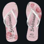 Dusty Rose Gold Crystal Floral Bridesmaid Favour  Flip Flops<br><div class="desc">You will love this pink Kraft paper texture background with dusty rose watercolor florals gold geometric frame with crystals.  Great for your wedding celebration!</div>
