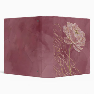 Dusty Rose Gold Floral Line Art Elegant Binder