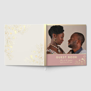 Dusty Rose Gold Photo Wedding Guest Book