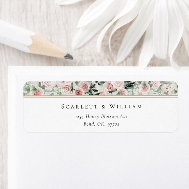 Dusty Rose Gold Sage Green Mariage Adresse de reto (En situation)
