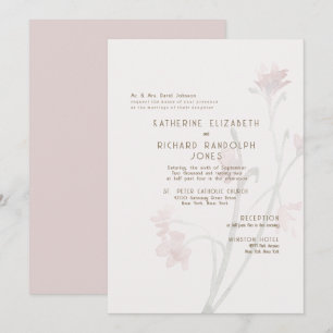Dusty Rose Gold Text 2 Venue Wedding Invitation