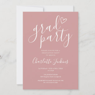 Dusty Rose Grad Party Script Graduation Party Invitation