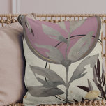 Dusty Rose & Gray Artistic Abstract Watercolor Throw Pillow<br><div class="desc">Modern throw pillow features an artistic abstract design in a dusty rose and gray color palette on a beige background. An organic artistic abstract design features a watercolor leaf and a geometric circle composition with shades of dusty rose pink and grey with black and gold accents on a linen beige...</div>