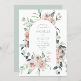 Dusty Rose Greenery Floral Delicate Wedding Invitation