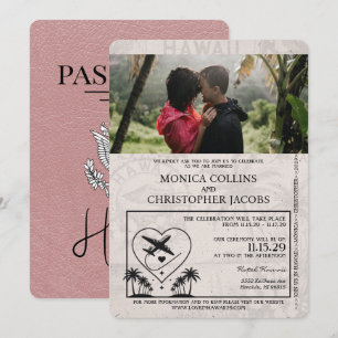 Dusty Rose Hawaii Faire-part de mariage de passepo