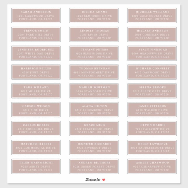 Dusty Rose | Individual Guest Address Labels (Sheet)