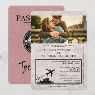 Dusty Rose Irlande Faire-part de mariage de passep