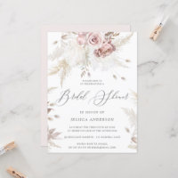 Dusty Rose & Ivory Floral Large Bridal Shower Invi