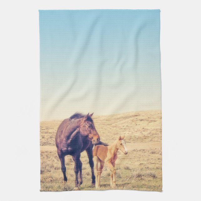 Dusty Rose Kitchen Towel Western Horse (Vertical)