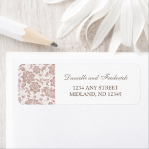 Dusty rose lace wedding return address labels
