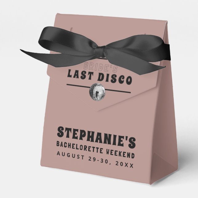 Dusty Rose Last Disco Bachelorette Weekend   Favor Box (Front Side)