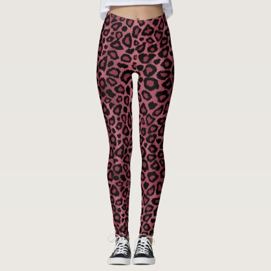 Dusty Rose Leopard Animal Print Leggings
