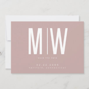 Dusty Rose Lg. Monogram Wedding Save the Date