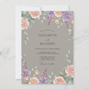Dusty Rose Lilac Botanical Flourish Wedding Invitation