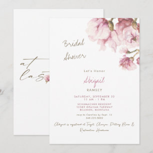 Dusty Rose Magnolia Blossoms Bridal Shower   Invitation