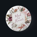 Dusty Rose Maid of Honour Button<br><div class="desc">This timeless,  romantic design features a floral bouquet with soft colours and botanical accents. All aspects of this design can be edited (font,  text size,  or floral accents moved/removed) to fit your needs. Please contact me if you need help with this design</div>