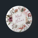 Dusty Rose Maid of Honour Button<br><div class="desc">This timeless,  romantic design features a floral bouquet with soft colours and botanical accents. All aspects of this design can be edited (font,  text size,  or floral accents moved/removed) to fit your needs. Please contact me if you need help with this design</div>